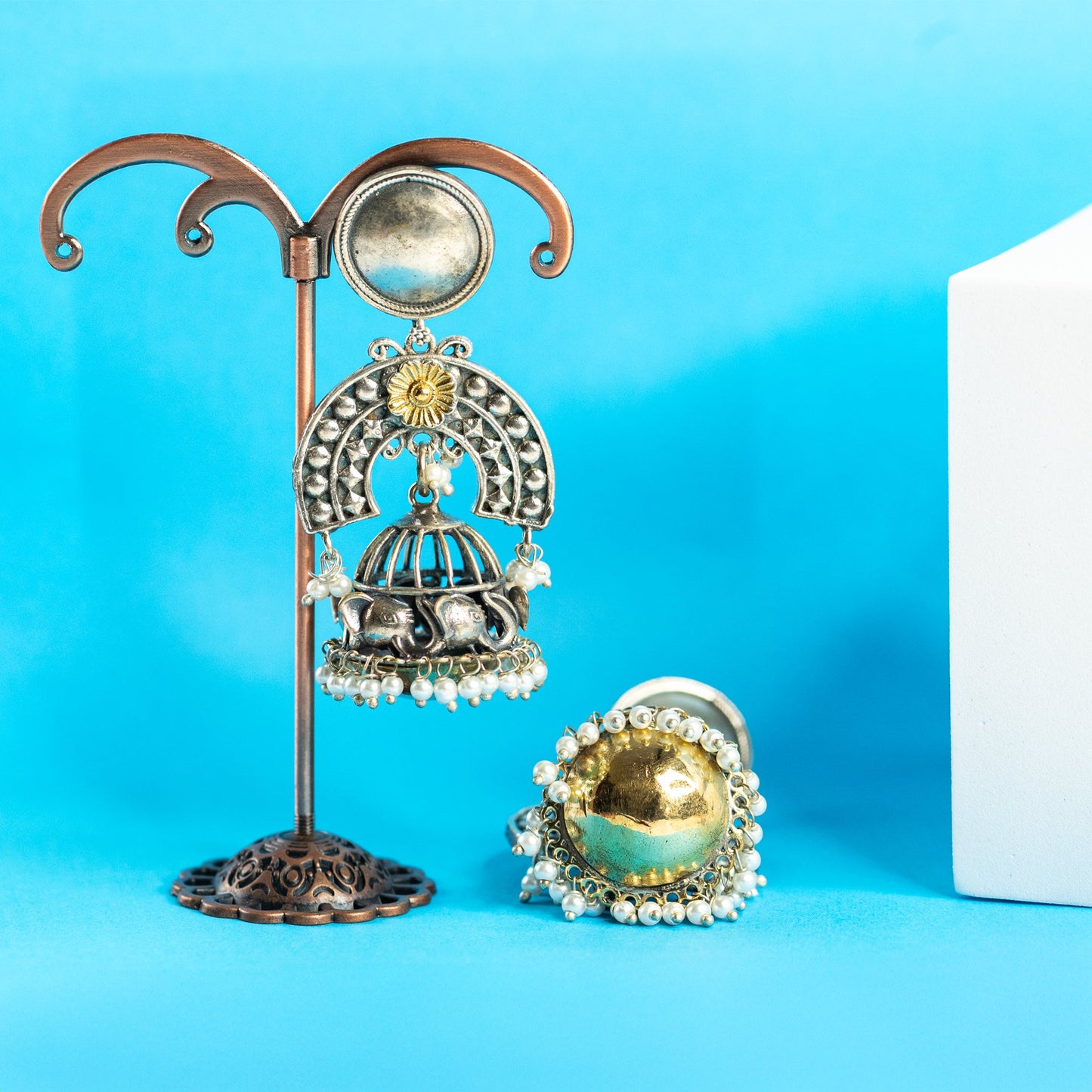 Antique Elephant Motif Jhumka Earrings