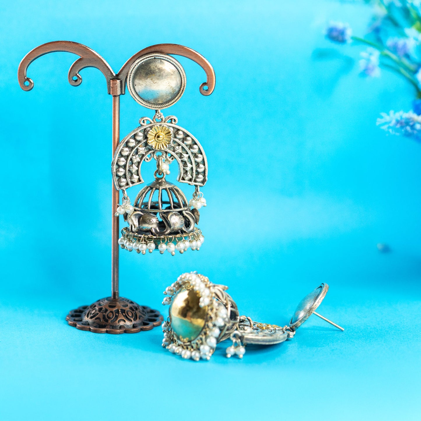Antique Elephant Motif Jhumka Earrings