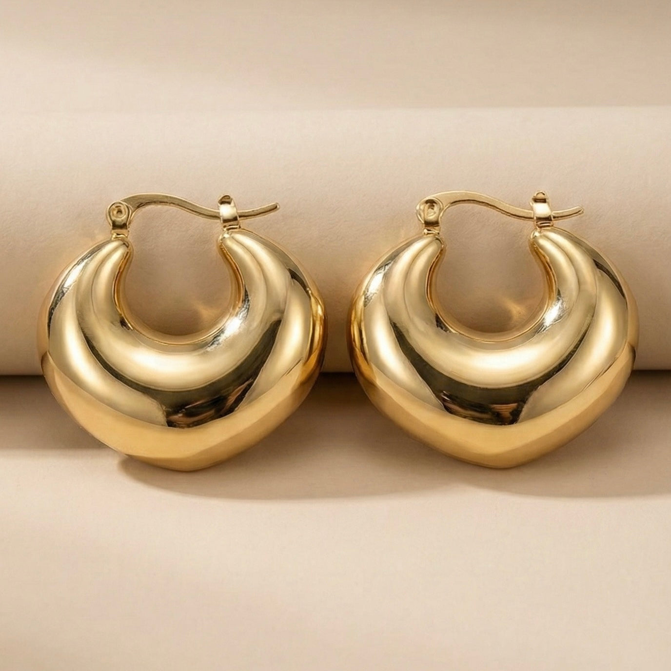 Revaaj Anti-Tarnish Gold Dome Hoop Earring