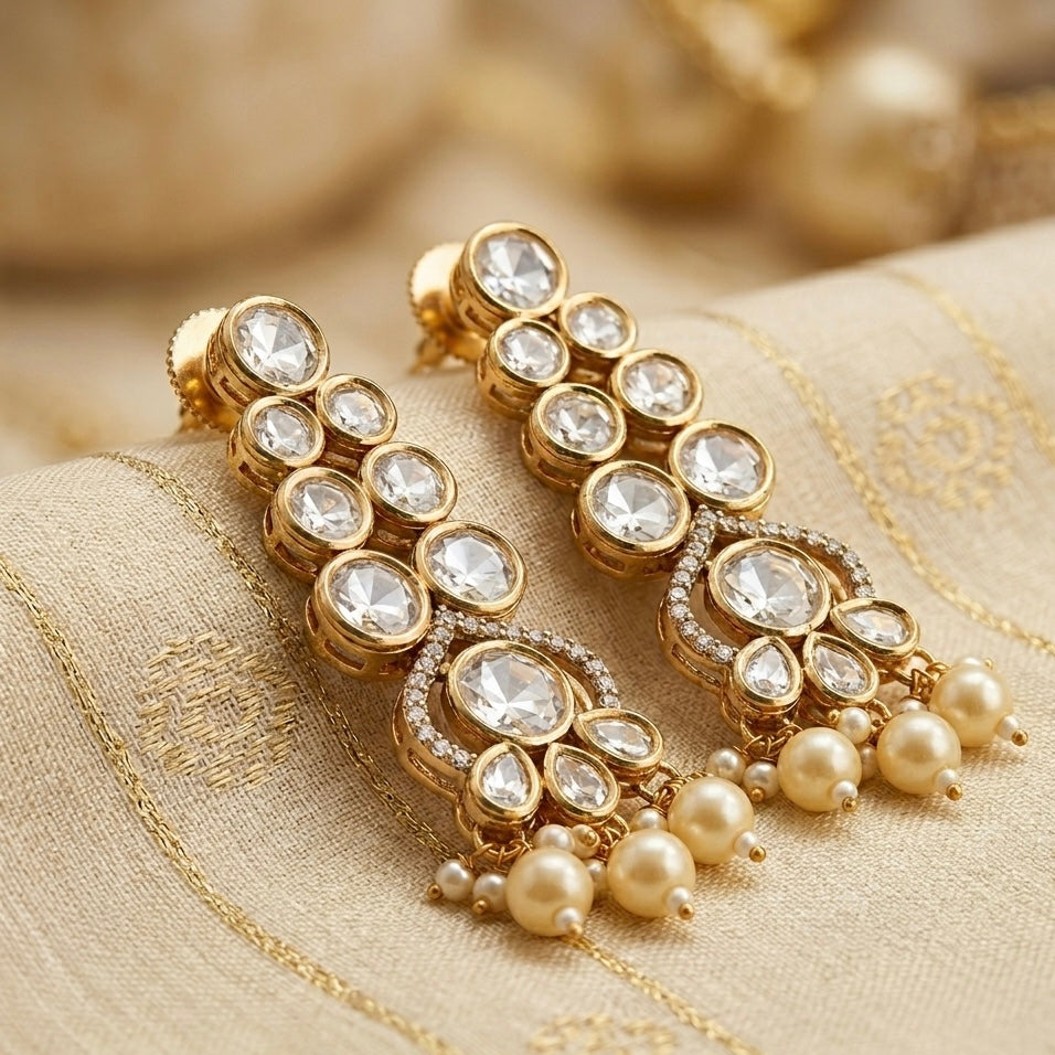 Revaaj Noor Kundan Pearl Drop Earrings