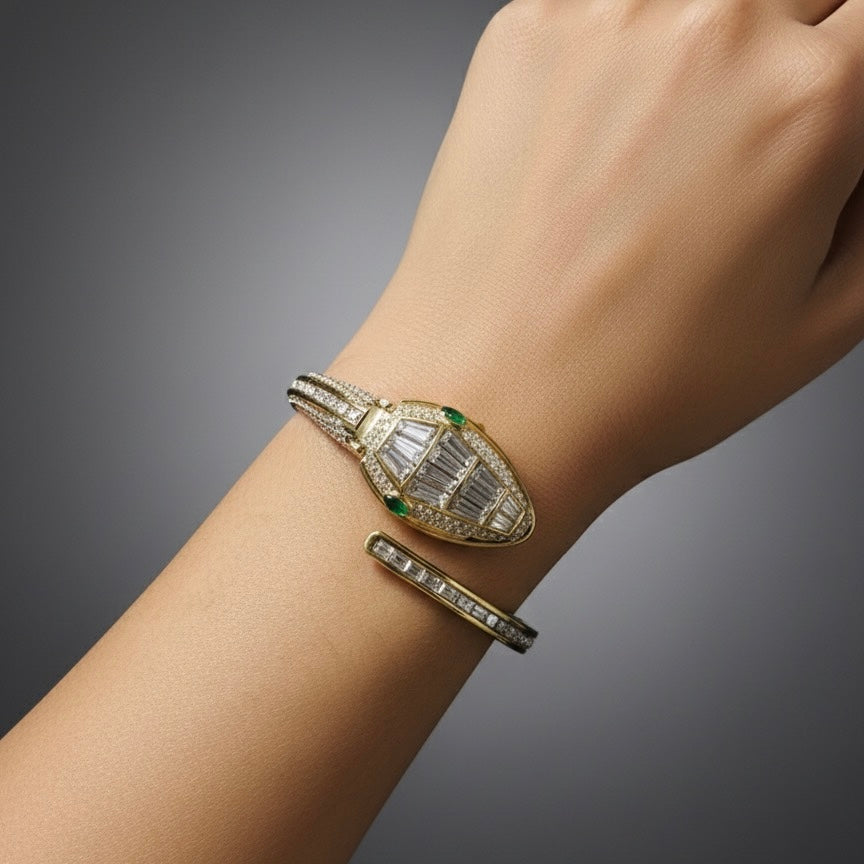 Luxury Gold Serpent Bracelet Watch – CZ Diamond Snake Design