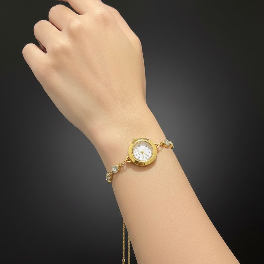 Elegant Gold Bracelet Watch for Women – CZ Crystal Chain Design