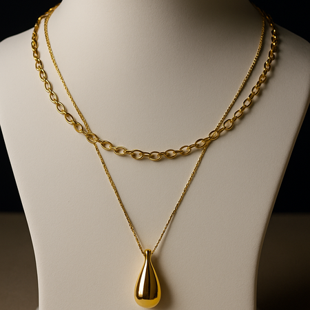 Golden Glow Layered Necklace (Anti-Tarnish)