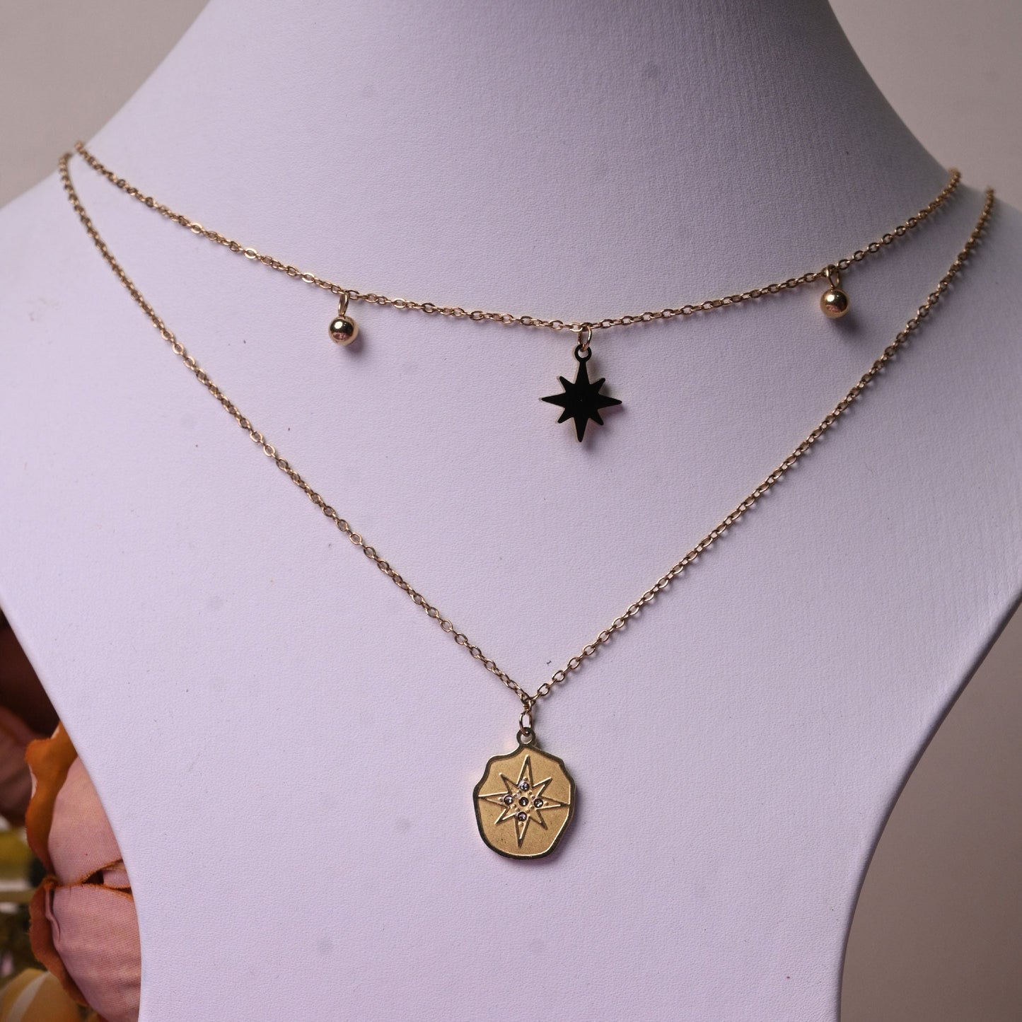 Starry Layered Chain Necklace in Gold