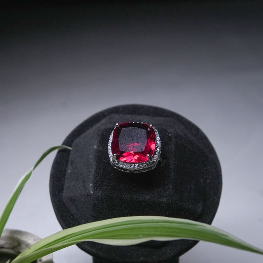 Crimson Elegance Statement Ring