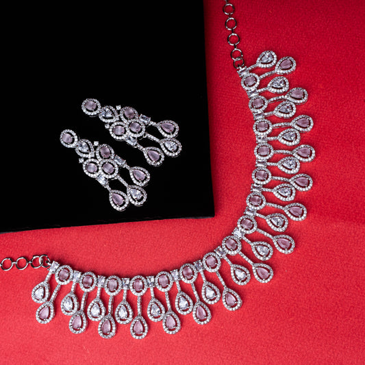 Radiant tiered teardrop necklace set with matching earrings - Revaaj