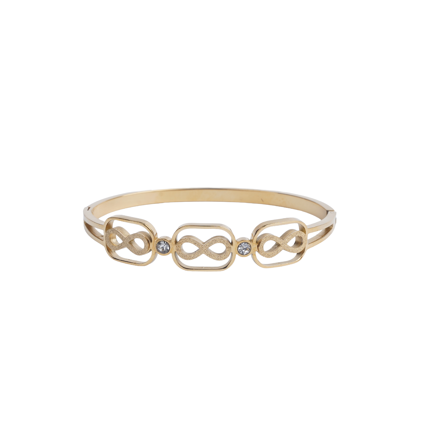 Gold Color Infinity Link Crystal Bangle