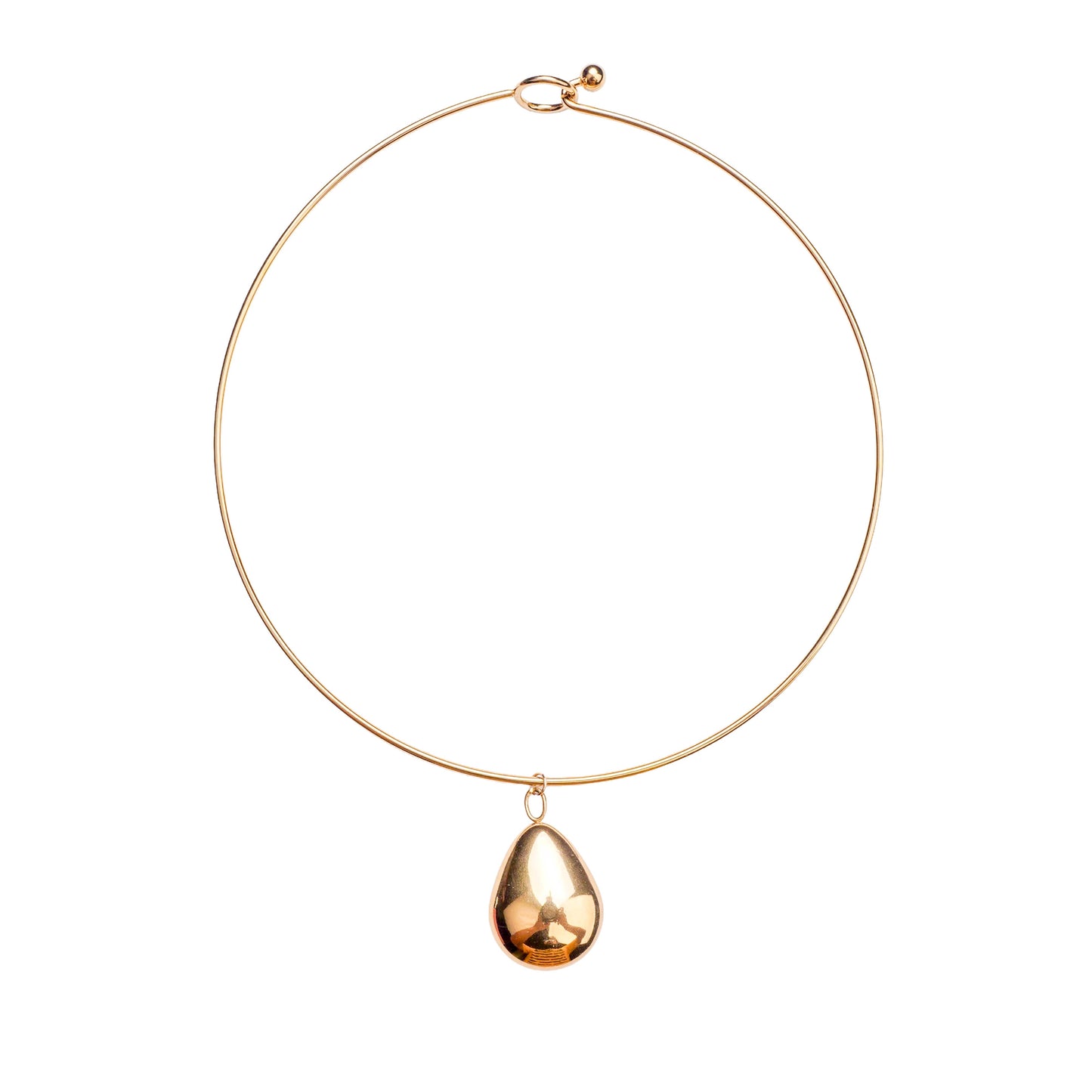 Minimalist teardrop choker necklace with polished metallic finish third view - Revaaj