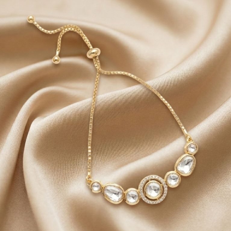 Revaaj "Zuri" Gold-Toned Kundan-Inspired Adjustable Bracelet