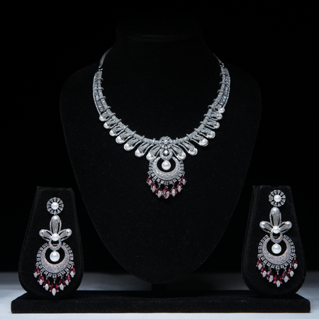Ruby Cascade Pearl & Diamond Necklace Set