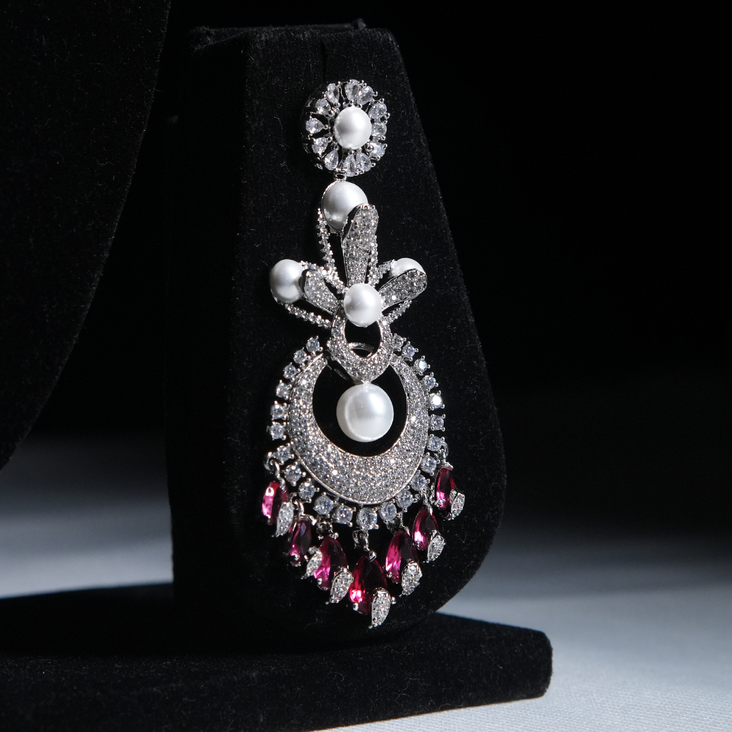 Ruby Cascade Pearl & Diamond Necklace Set