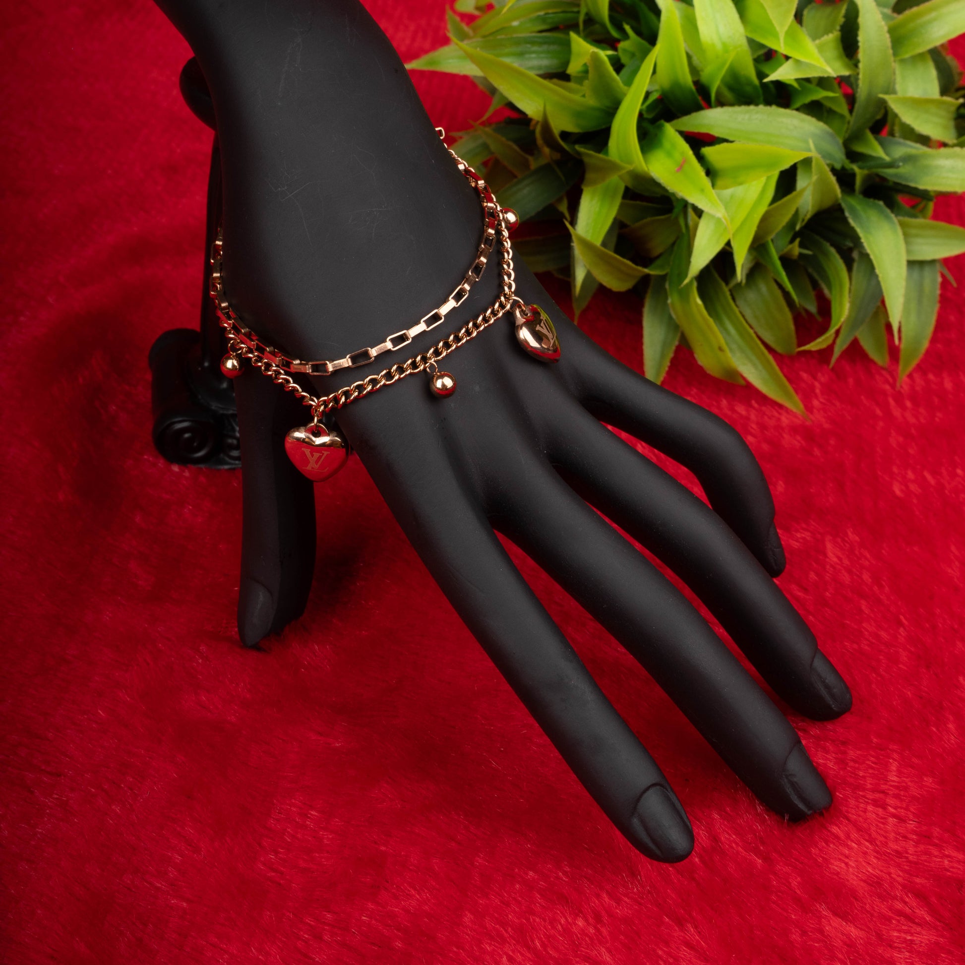 Heart charm bracelet with dual chain design - Revaaj