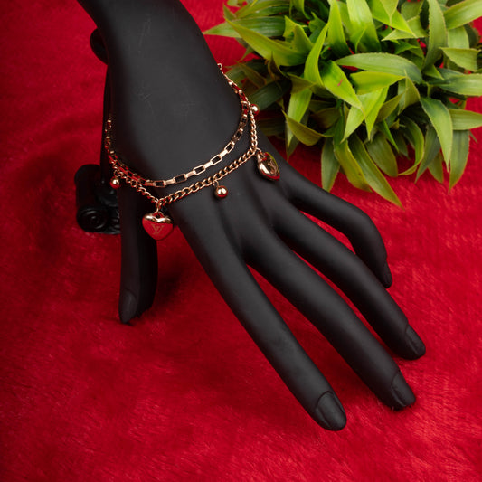 Heart charm bracelet with dual chain design - Revaaj