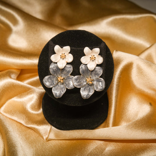 Dual Flower Resin Stud Earrings