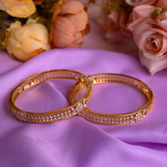Elegant Gold-Plated Zirconia Bangles