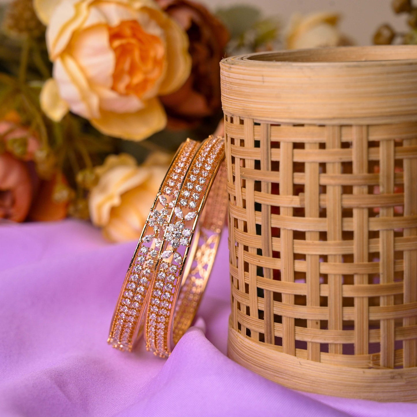 Elegant Gold-Plated Zirconia Bangles