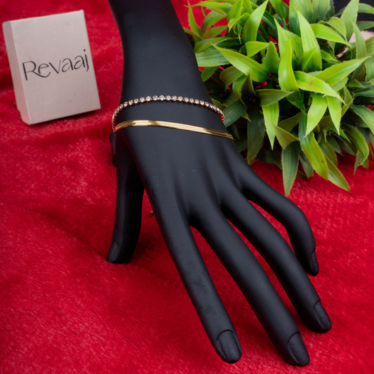 Dual layer sparkling bracelet with sleek chain and crystal stones - Revaaj