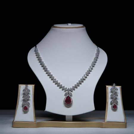 Ruby and Diamond Necklace Set