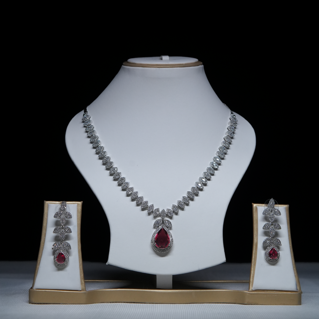 Ruby and Diamond Necklace Set