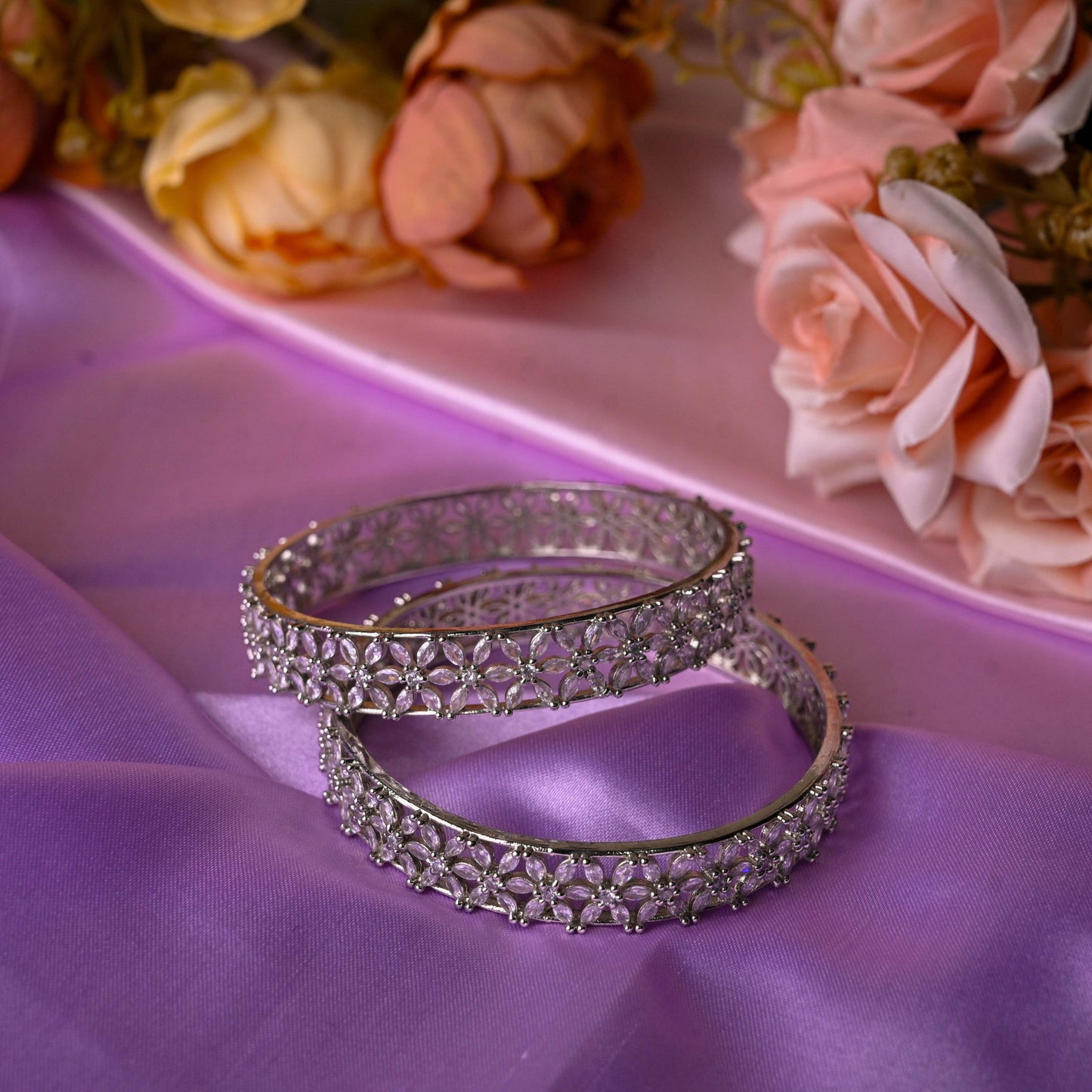 Floral Frost CZ Bangles