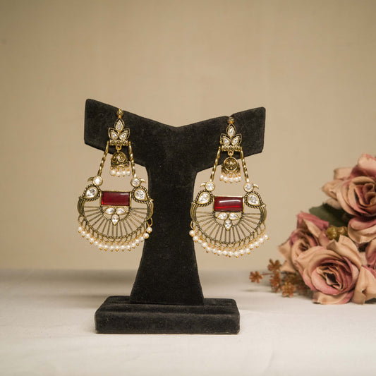 Maroon Grace Kundan Earrings