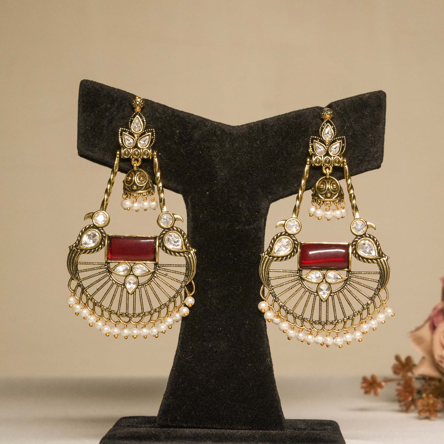 Maroon Grace Kundan Earrings
