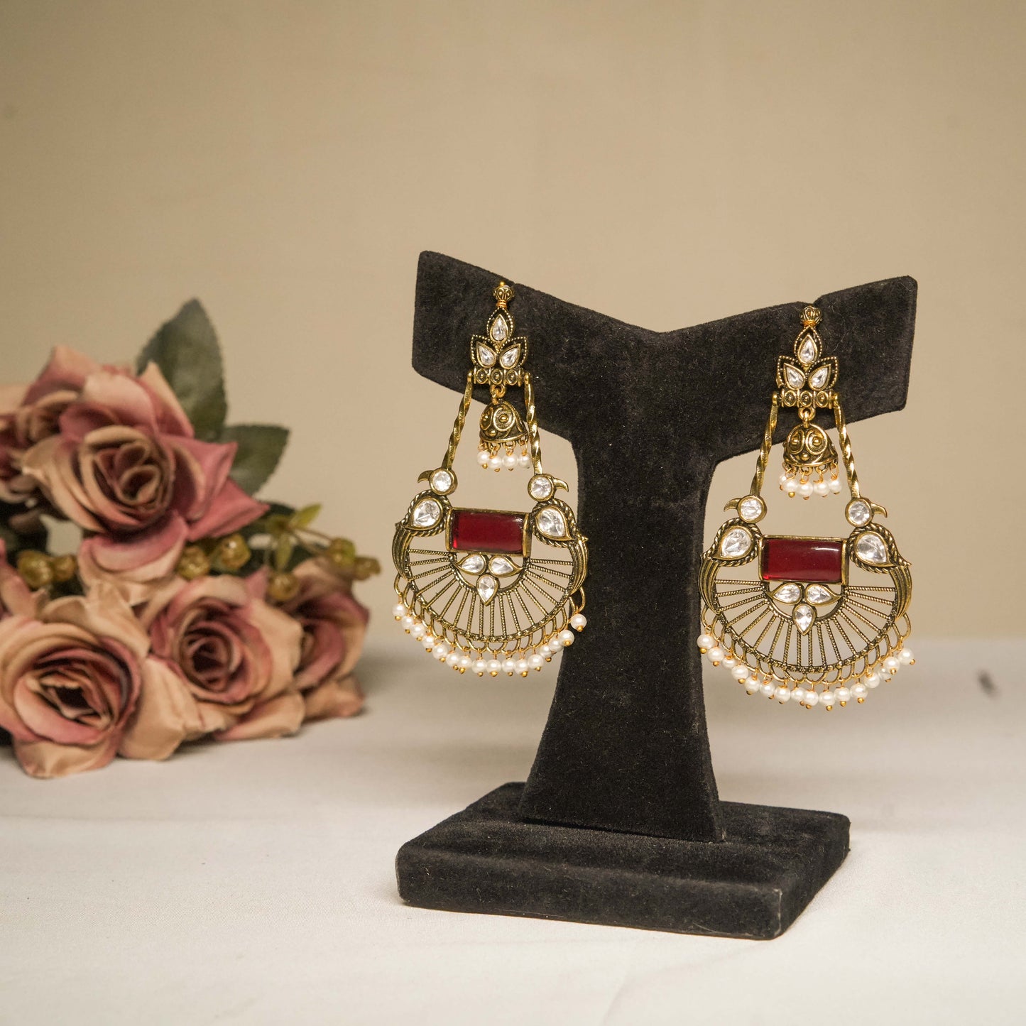 Maroon Grace Kundan Earrings
