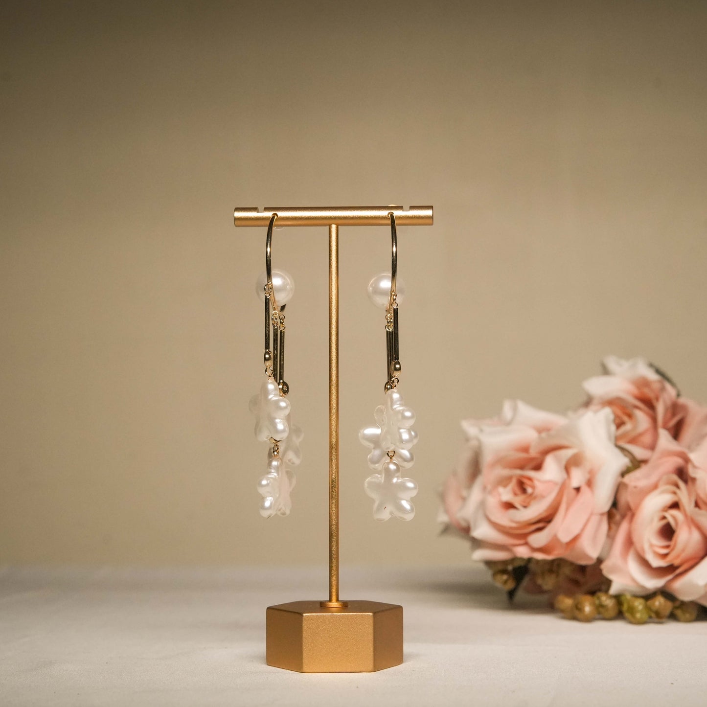 Dangling Pearl Bloom Earrings