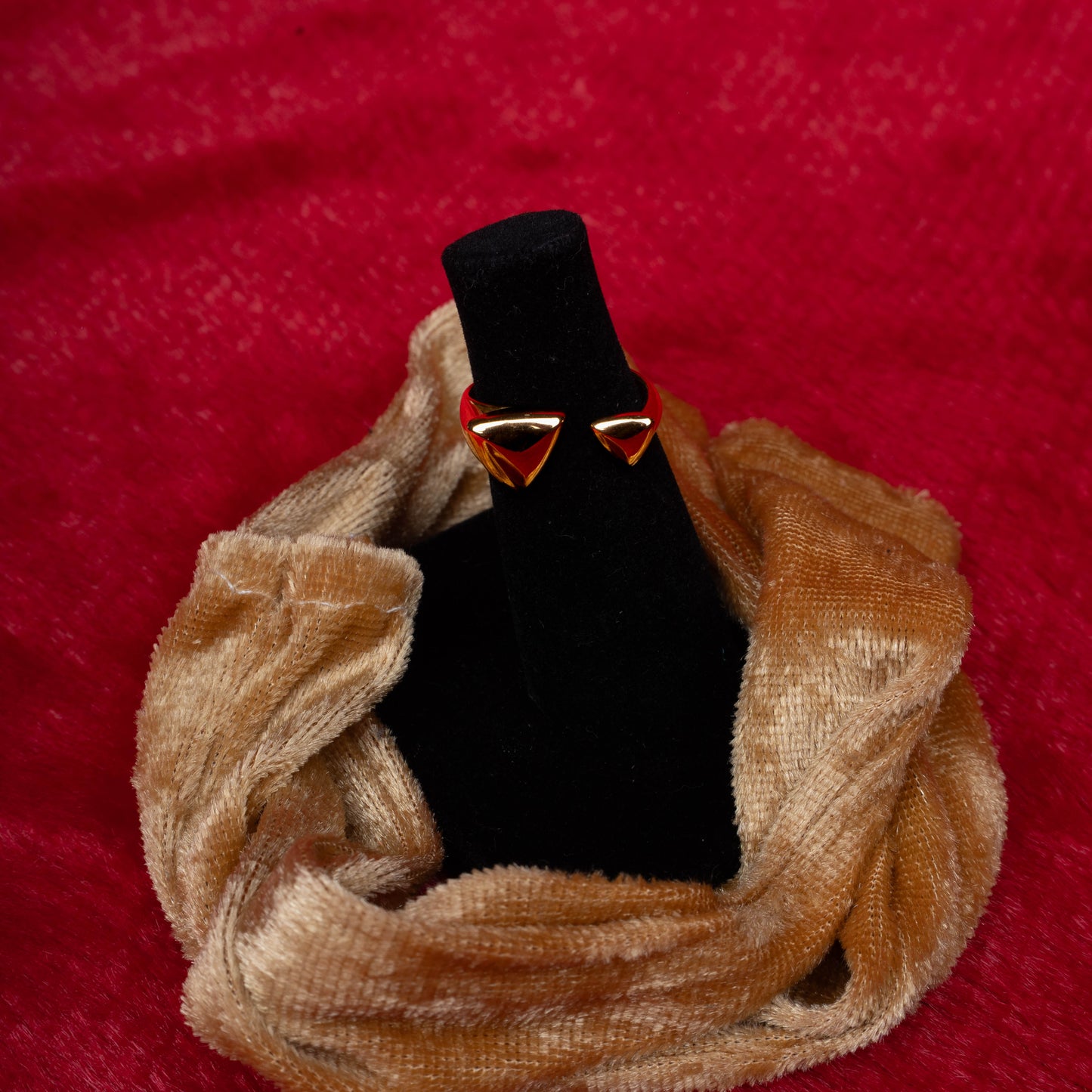 Geometric chevron statement ring with sleek finish second view - Revaaj