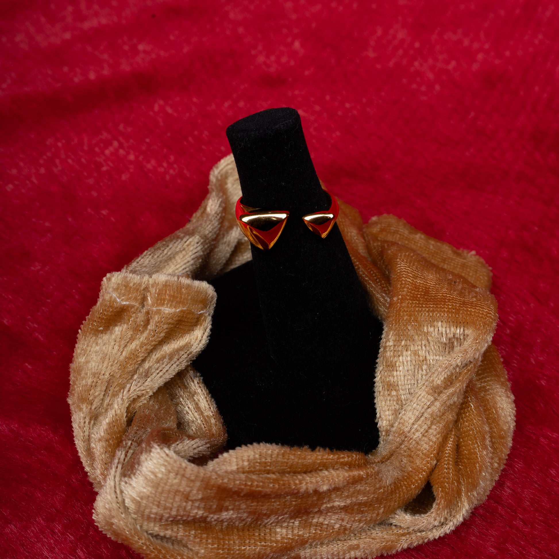 Geometric chevron statement ring with sleek finish second view - Revaaj