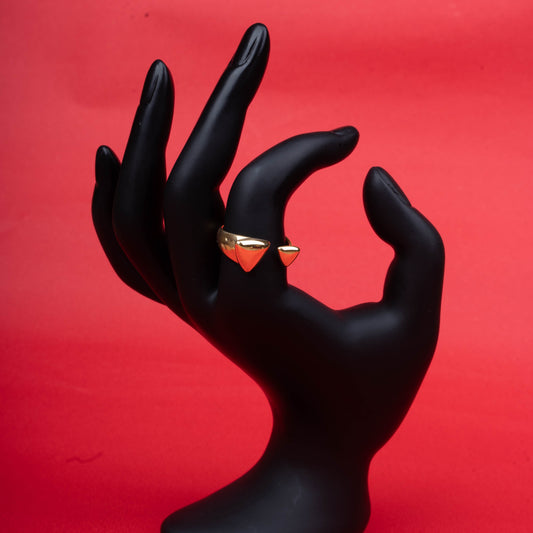 Geometric chevron statement ring with sleek finish - Revaaj