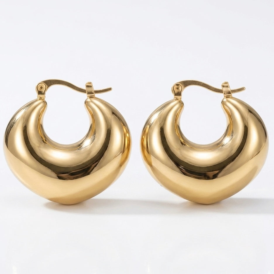 Revaaj Anti-Tarnish Gold Dome Hoop Earring