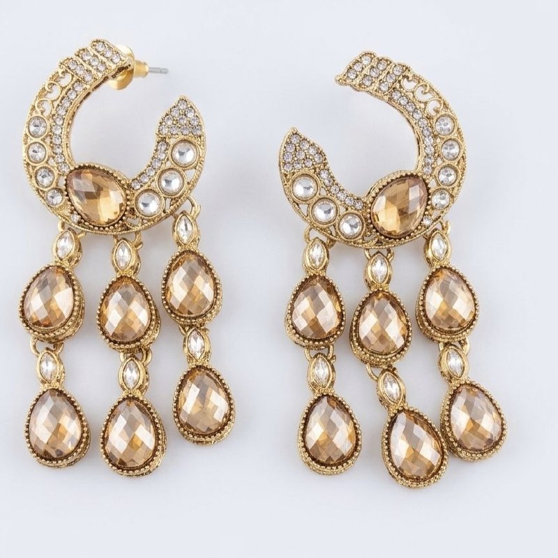 Revaaj Peach Studded Statement Earrings