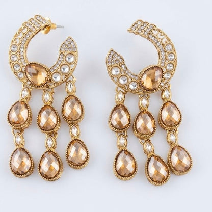 Revaaj Peach Studded Statement Earrings