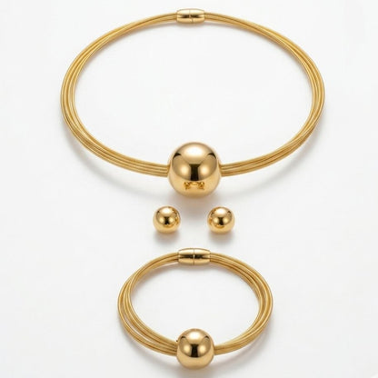 Revaaj Gilded Orb Luxe Jewelry Set - Choker, Bracelet & Earrings