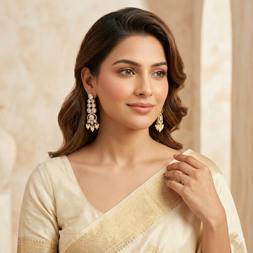 Revaaj Noor Kundan Pearl Drop Earrings