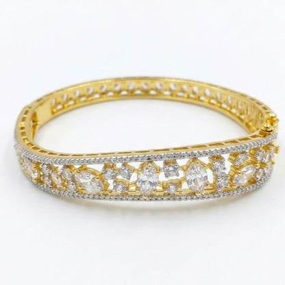 Revaaj Radiant Gold-Plated AD Bangle | Sparkling Cubic Zirconia Bracelet