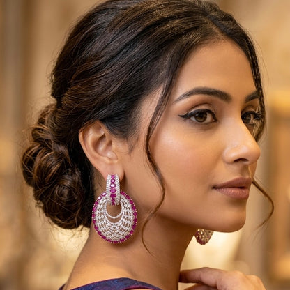 Rivaaya Ruby Halo Statement Earrings