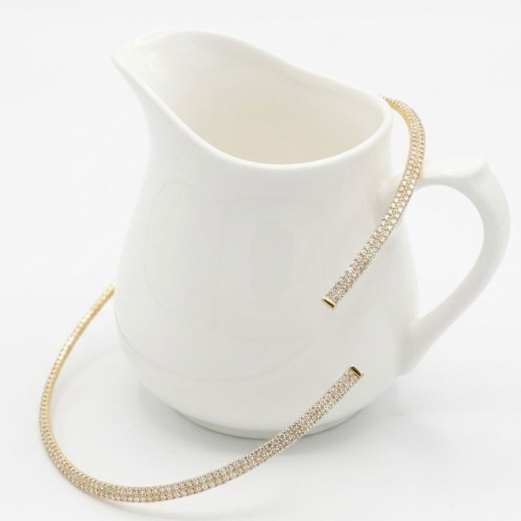 Crystal Gold-Tone Open Collar Necklace | Revaaj