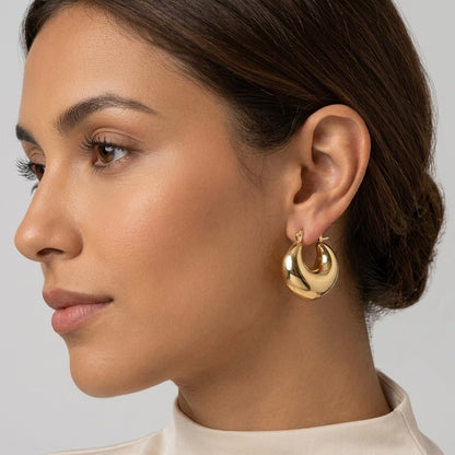 Revaaj Anti-Tarnish Gold Dome Hoop Earring