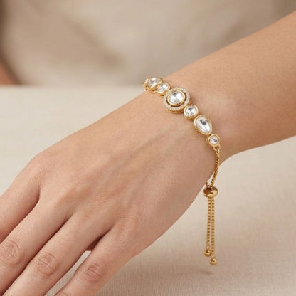 Revaaj "Zuri" Gold-Toned Kundan-Inspired Adjustable Bracelet