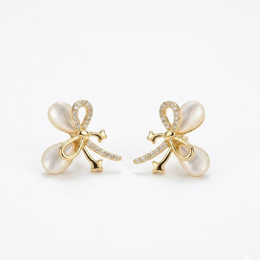 Revaaj 'Petal Bow' Zircon Stud Earrings