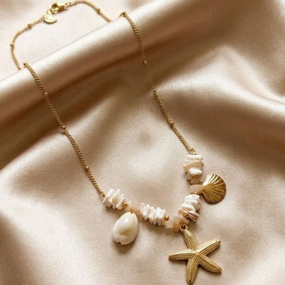 Revaaj Coastal Charm Gold Plated Shell & Starfish Necklace