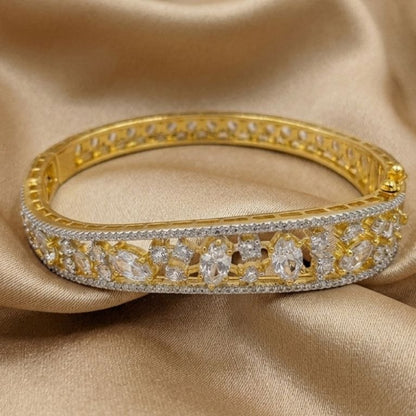 Revaaj Radiant Gold-Plated AD Bangle | Sparkling Cubic Zirconia Bracelet