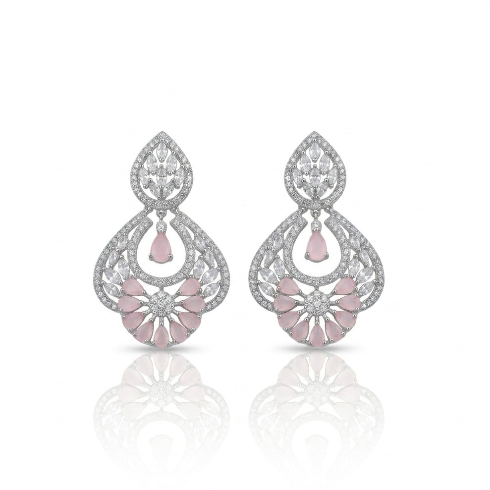 Revaaj Noor Pink Crystal Statement Earrings