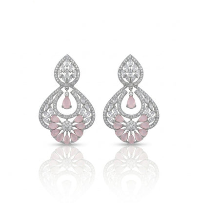 Revaaj Noor Pink Crystal Statement Earrings