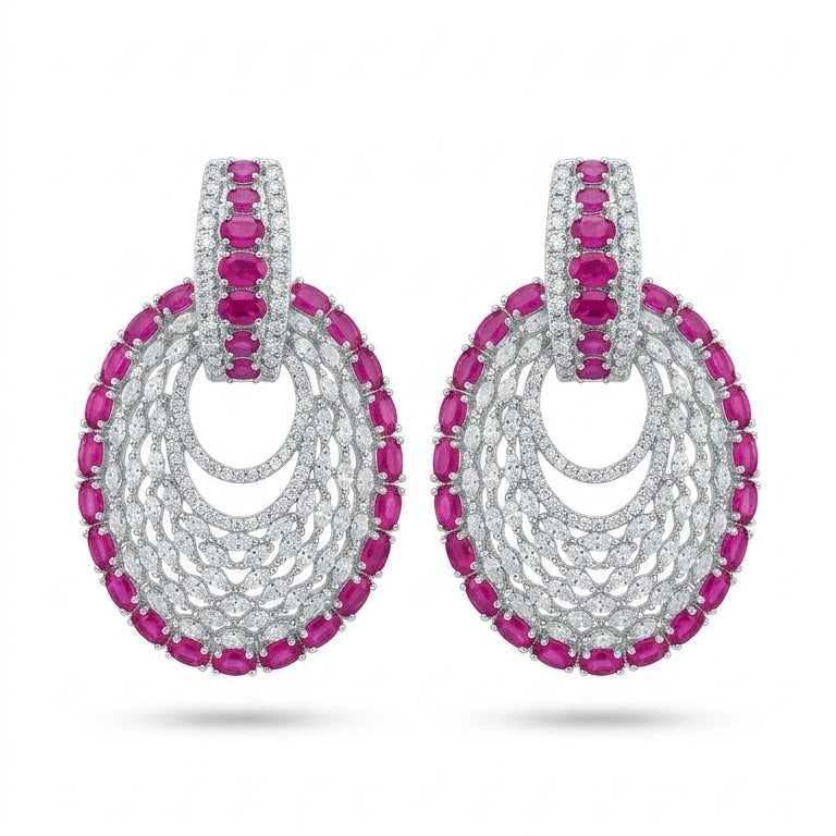 Rivaaya Ruby Halo Statement Earrings