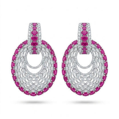 Rivaaya Ruby Halo Statement Earrings