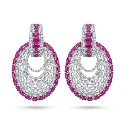 Rivaaya Ruby Halo Statement Earrings
