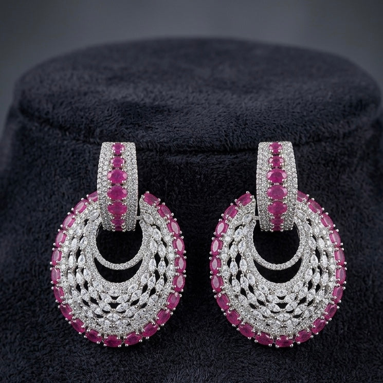 Rivaaya Ruby Halo Statement Earrings